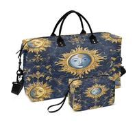 Boho Travel Duffle Bag Gym Bag, Celestial Sun Baroque Floral Weekender Bags for Women with Toiletry Bag Travel Tote Bag Swim Bag