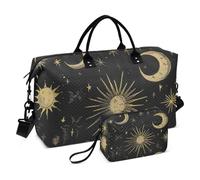 Boho Travel Duffle Bag Gym Bag, Celestial Sun Moon Star Weekender Bags for Women with Toiletry Bag Travel Tote Bag Swim Bag