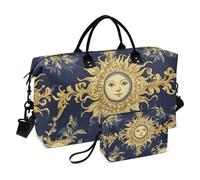 Boho Travel Duffle Bag Gym Bag, Sun Baroque Floral Print Weekender Bags for Women with Toiletry Bag Travel Tote Bag Swim Bag