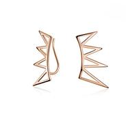 Boho Trendy Minimalist Geometric Pyramid Spike Triangles Crawlers Ear Pin Warp Climbers Earrings For Women Teen Rose Gold Plated .925 Sterling Silver