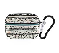 Boho Triangle Stripes AirPod Pro Case, Anti Scratch Hard PC Cover with Keychain, AirPod Pro 2nd/1st Case Accessories for Women Men, Black-Style