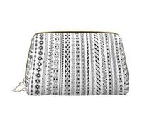 Boho Triangle Stripes Leather Hand-Held Zipper Makeup Bag Storage Bag for Miscellaneous Items Pen Case