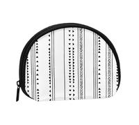 Boho Triangle Stripes Mini Shell Coin Purse - Compact Zippered Wallet for Coins, Keys & Small Items