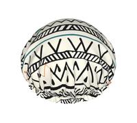 Boho Triangle Stripes Shower Cap for Women Men Large Waterproof Shower Bonnet Elastic Band Bathing Hair Hat Spa Salon Caps Double Layered Reusable Bath Caps for Long Hair, Braids