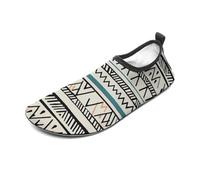 Boho Triangle Stripes Water Shoes for Men Women, Lightweight Stretch Swim Shoes with Anti-Slip Rubber Sole, Quick-Dry Aqua Socks for Pool, Beach, Surfing, Style, 8 Women/8 Men