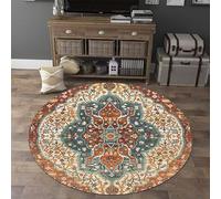 Boho Tribal Round Rug - Washable Dining Room Round Area Rug, Soft Non Slip Non-Shedding Mat For Bedroom Indoor Living Room Floor Carpet Mudroom Hallway Entryway Gift,J- 120cm/47.2in