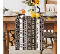 Boho Tribal Stripes Table Runner 70 Inches Long,Table Runners Kitchen Dining Tables Decoration for Home Party Decor, Ethnic Borders Arrow Motifs Tables Runner Wedding Dresser Scarf