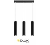 BOHO Tube Pendant lamp LAGOS 3 BLACK Steel GU10 LED SOLLUX LIGHTING Living room