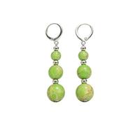 Boho Turquoise Round Beads Dangle Earrings for Women Colorful Silver Natural Stone Beaded Huggie Earrings Trendy Statement Holiday Party Jewelry Gifts, S, Zinc, No Gemstone