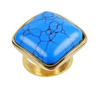 Boho Turquoise Square Statement Ring for Women Stainless Steel Gold Plated Vintage Geometric Natural Stone Chunky Knuckle Midi Finger Band Ring Comfort Fit Party Daily Cocktail Fashion Jewelry, 6, 7