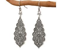 Boho Vintage Minimalist Carved Pattern Dangle Earrings Retro Ethnic Style Alloy Jewelry French Wire Jewelry Daily Wear