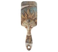 Boho Vintage Moon and Sun cute travel hair brush Designed massage brush for blow drying with Ergonomic handle cepillo para cabello de mujer