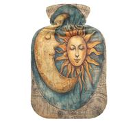 Boho Vintage Moon and Sun hot-Water Bottle with Soft Cover, 2L Warm Compress for Menstrual Cramps, Menstrual Cramps