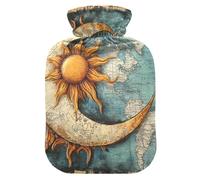 Boho Vintage Moon Sun hot-Water Bottle with Soft Cover, 2L Warmer Bag for Period Cramps
