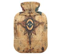 Boho Vintage Mysterious Symbol Travel hot Water Bottle with Soft Cover, 2L hot compresses for The Body for Tummy Warmer, Tummy Warmer