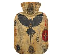 Boho Vintage Mysterious Symbols Brown Cute hot Water Bottle with Soft Cover, 2L Water Bags for Menstrual Cramps, Menstrual Cramps