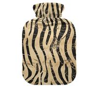 Boho Vintage Simplified Zebras Stripes Cute hot Water Bottle with Soft Cover, 2L Warm Compress for Arthritis,Arthritis,compresas calientes para el vientre