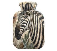 Boho Vintage Simplified Zebras Stripes hot-Water Bottle with Soft Cover, 2L hot Water Bag for Hand Feet Warmer, Hand Feet Warmer