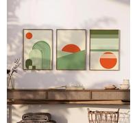 Boho Wall Art Abstract Orange Sun Sunset Landscape Posters Prints Minimalist Canvas Painting Picture Living Room Bedroom Home Decor 50x70cmx3 Unframed