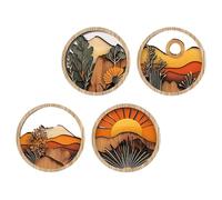 Boho Wall Art for Living Room Wall Decor Boho Rustic Geometric Round Decor 20cm for Wall, Apartment, Fireplace, Shelf, Balcony, Hallway, Windowsill