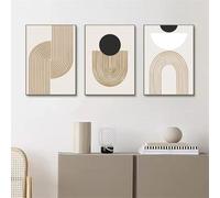 Boho Wall Art Geometric Black Beige Lines Posters Prints Nordic Abstract Canvas Painting Pictures Living Room Bedroom Home Decor 50x70cmx3 Unframed