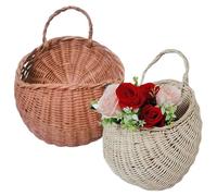 Boho Wall Basket - Seagrass Woven Basket | Wall Basket Decor | Wicker Baskets Wall Art | Hangable Basket Decorative Front Door Basket Decor for Flower Plants Storage Baskets for Home Room