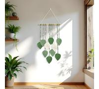 Boho Wall Home Decor, Macrame Wall Hanging, Art Handmade Woven Tapestry for Bedroom, Bohemian Living Room Decorations, Chic Home Decor Modern (Green-White)
