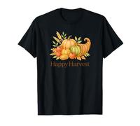 Boho Watercolor Cornucopia Happy Harvest Thanksgiving T-Shirt
