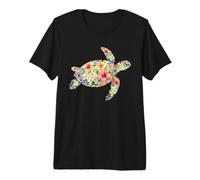 Boho Watercolor Island Hibiscus Hawaiian Honu Sea Turtle Premium T-Shirt