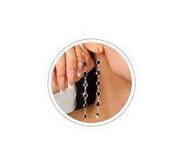 Boho Wedding Black Rhinestone Earrings Drop Gold Red Cz Huggie Hoop Long Earrings Prom Sparkly Green Crystal Dangle Tassel Chain Dainty Simple Minimalist Bridesmaid Chandelier Jewelry for Women