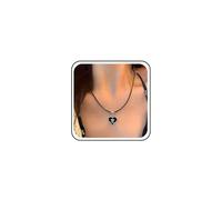 Boho Wedding Enamel Black Heart Necklace Silver Cz Love Pendant Thin Necklace Cord Rope Leather Choker Cute Tiny Flower Dainty Small Floral Rose Simple Minimalist Chain Delicate Jewelry for Women