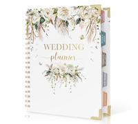 Boho Wedding Planner Book and Organizer, Bridal Wedding Planning Binder with Tabs, Pockets, Checklists, Calendars, Engagement Gift for Newly Engaged Couples, 8x10.8"