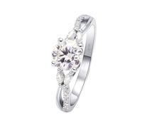 Boho Wedding Ring, Rings for Me Infinity Ring with White Round Shape Moissanite 18.1K White Gold Size L 1/2
