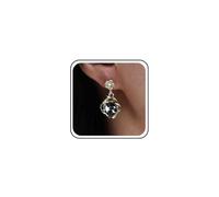 Boho Wedding Round Black Rhinestone Earrings Gold Tiny Crystal Dangle Earrings Small Stud Cz Drop Sparkly Dainty Bridal Diamond Simple Cubic Zirconia Cute Delicate Minimalist for Women