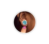 Boho Wedding Teal Turquoise Flower Stud Earrings Mini Cz Blue Daisy Small Earrings Simple Sparkly Dainty Tiny Rhinestone Floral Cute Delicate Smaller Western Minimalist Trendy Jewelry for Women