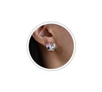 Boho Wedding White Pearl Heart Stud Earrings Small Crystal Heart Shape Simple Earring Cute Dainty Tiny Cz Love Smaller Delicate Minimalist Trendy Elegant Jewelry for Women