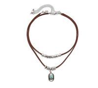 Boho Western Necklaces for Women,Small Hat Boot Pendant Brown Leather Cowgirl Necklace,Vintage Cowboy Hat Layered Necklaces for Women, L, Alloy Steel, No Gemstone