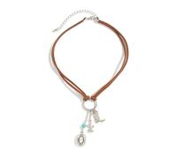 Boho Western Necklaces for Women,Small Hat Boot Pendant Brown Leather Cowgirl Necklace,Vintage Cowboy Hat Layered Necklaces for Women, L, Alloy Steel, No Gemstone