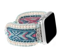 Boho Western Style Nylon Braided Band Compatible with Apple Watch Bands 38mm 40mm 41mm 42mm 44mm 45mm 49mm, Adjustable Bead Bracelet for Women iWatch Series 9 8 SE