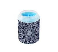 Boho White Black Snowflake Mandala Merry Christmas Portable Paw Washer Soft Silicone Brush Pets Feet Cleaning Kit for Medium to Large Dogs