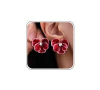 Boho White Flower Earrings Gold Big Pink Flower Stud Earrings Vintage Pearl Flower Earrings Enamel Red Rose Petal Statement Earrings Large Green Daisy Floral Earrings Wedding Jewelry for Women