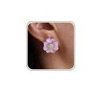 Boho White & Pink Flower Stud Earrings - Vintage Pearl & Enamel Red Rose Petal Statement Earrings - Large Green Daisy Floral Wedding Jewelry for Women