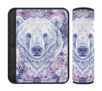Boho White Polar Bear Florals 2 Pack car Seatbelt Cushion More Comfort Driving for Truck forro para cinturon de seguridad
