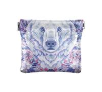 Boho White Polar Bear Florals PU Leather Change Purse Waterproof Pocket Purse Makeup Bag for Woman Girl