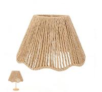 Boho Wicker Drum Lamp Shade, Rope Woven Small Rattan Lampshade E27 E14, Small Lamp Shades for Table Lamps, Vintage Decorative Replacement Lamp Cover for Table Floor Pendant Hanging Lamp