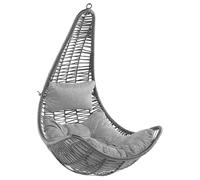 Boho Wicker Hanging Chair Swing Seat without Stand Black PE Rattan Atri II