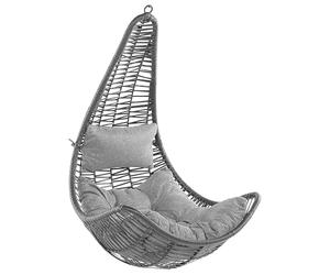 Boho Wicker Hanging Chair Swing Seat without Stand Black PE Rattan Atri II