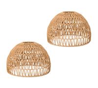 Handwoven Natural Jute Pendant Lampshade Rattan-Style Ceiling Light Shade for Boho, Rustic & Coastal Decor Wicker Dome Hanging Light Cover (H 26cm x 31cm) (2)