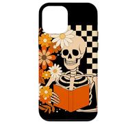 Boho Wildflower Spooky Skeleton Reading Book Lover Reader Case for iPhone 12 mini