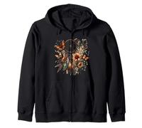 Boho Wildflowers Feathers Flowers Dreamcatcher Zip Hoodie